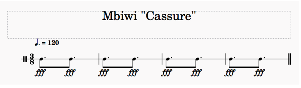 Notation des rythmes du mbiwi © Elena Bertuzzi
